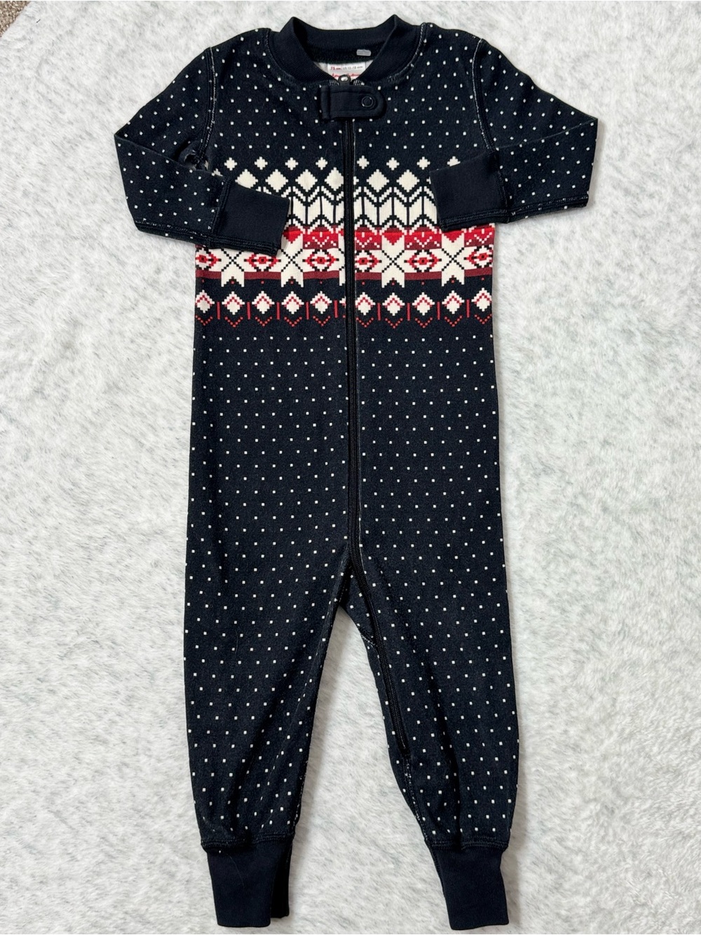 Hanna Andersson Nordic Fair Isle Zip Sleeper 12-18M Baby Cotton Winter
